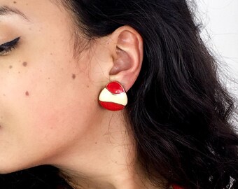 80s vintage red and cream clip-ons