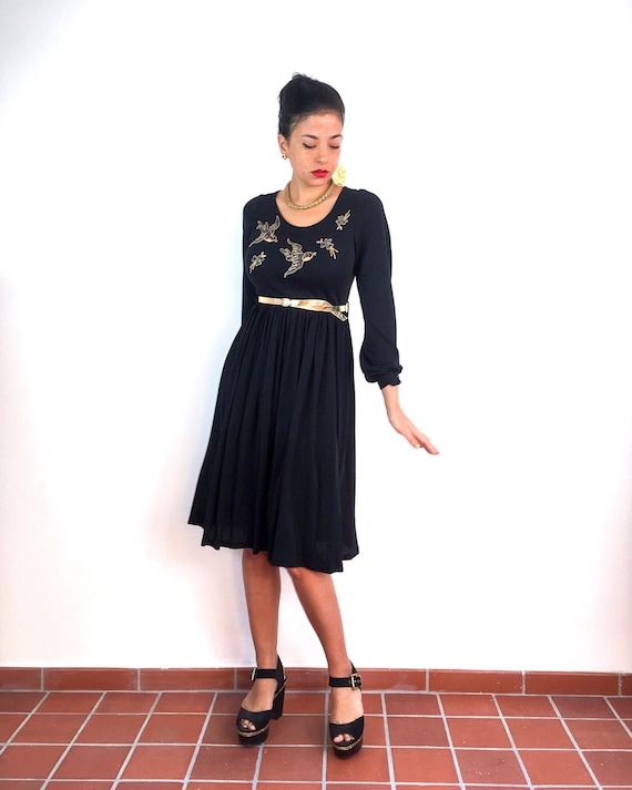 70s vintage black cocktail dress. Very comfortabl… - image 1