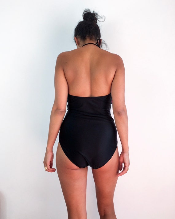 80s vintage one-piece bathing suit. Bandeau top w… - image 4