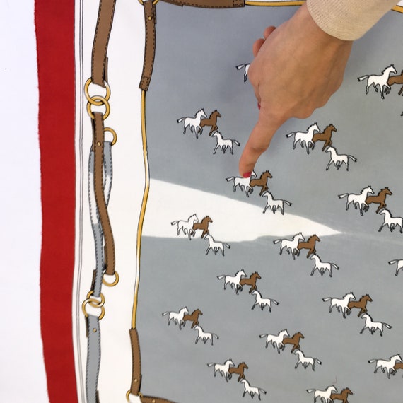 80s vintage Pier Olivier equestrian theme scarf Gem