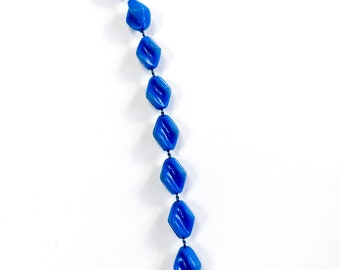 Collier Long Vintage Années 70 - Perles Bleu Clair Synthétiques - En Très Bon état - Occasion