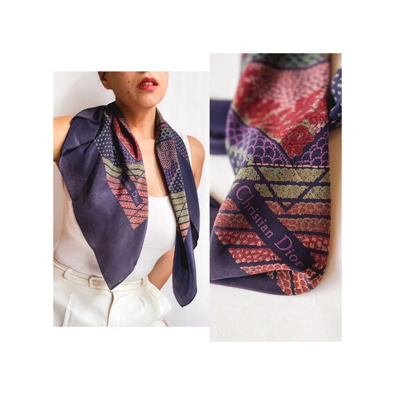 80s/early 90s vintage Christian Dior silk scarf, hand… - Gem