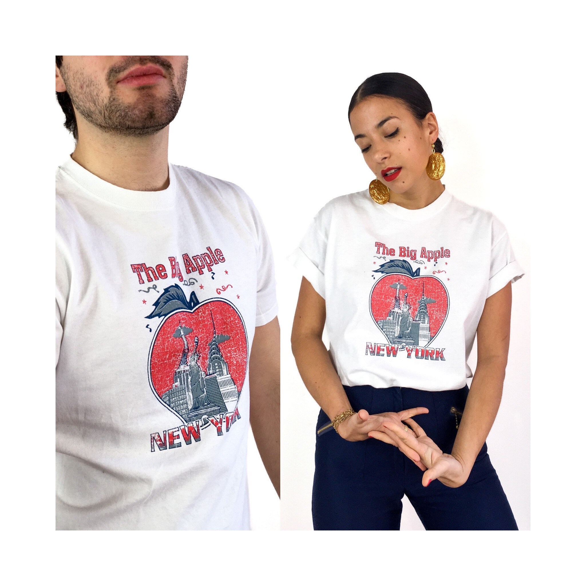80s/90s Vintage White Coton Unisex T-shirt Souvenir New York