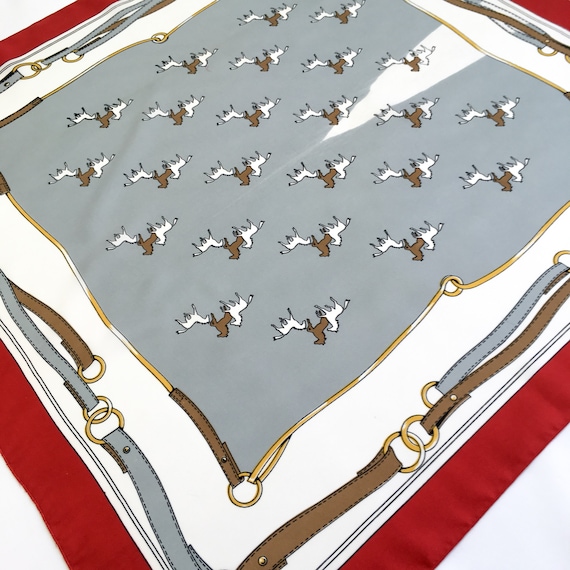 80s vintage Pier Olivier equestrian theme scarf Gem