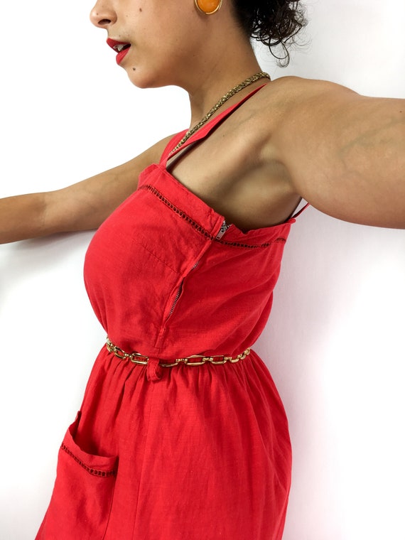 60s/70s vintage red sheath dress. Prairie vibes. … - image 2
