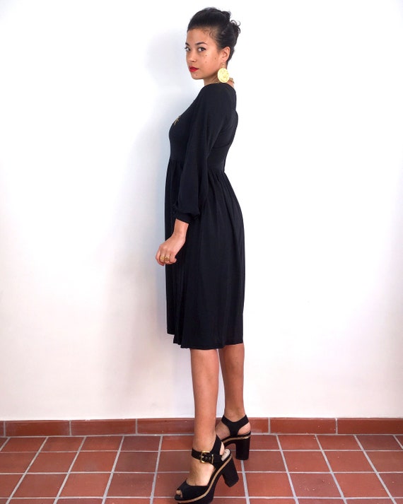 70s vintage black cocktail dress. Very comfortabl… - image 4