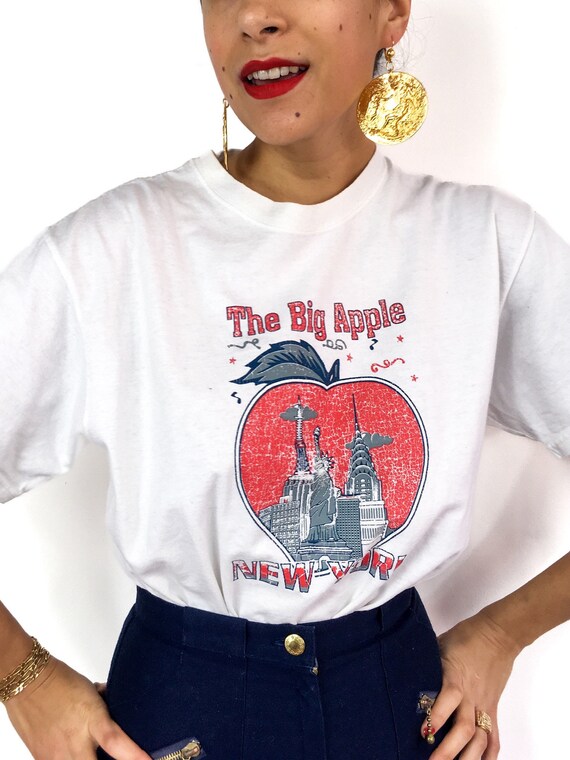 80s/90s Vintage White Coton Unisex T-shirt Souvenir New York