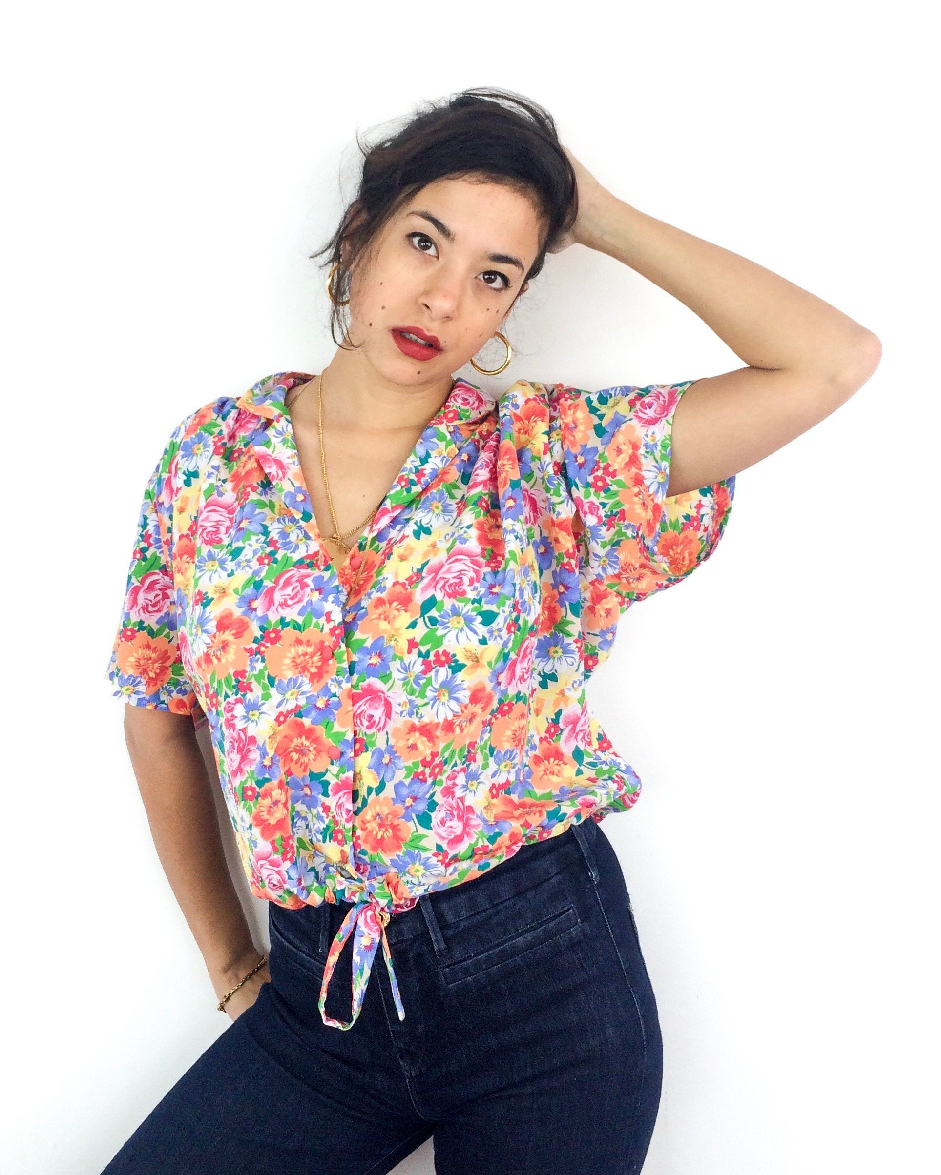 Ribbon Tie Blouse - Etsy
