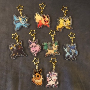 Eevee Family 2.5” Double Sided Holographic Charms