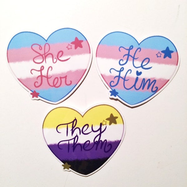 Transgender and Non-Binary pronoun stickers