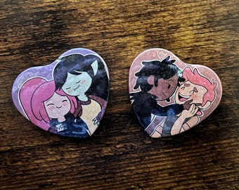 Bubbline & Gumlee holographic heart-shaped buttons