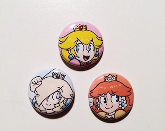 RETIRING Super Mario Princesses 25mm Button Badges