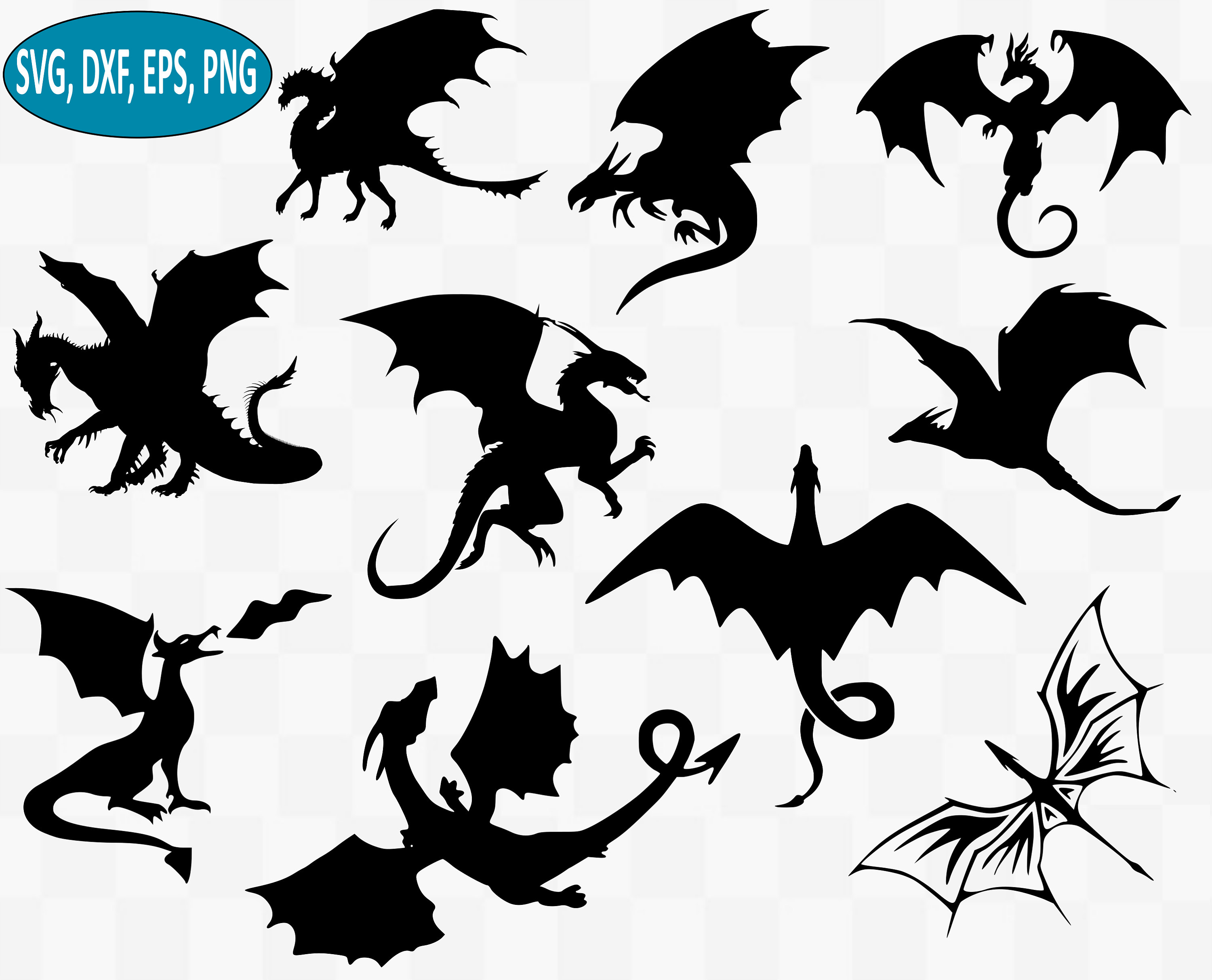 Download Dragon SVG Bundle Drangons svg Dragon silhouette Dragon | Etsy