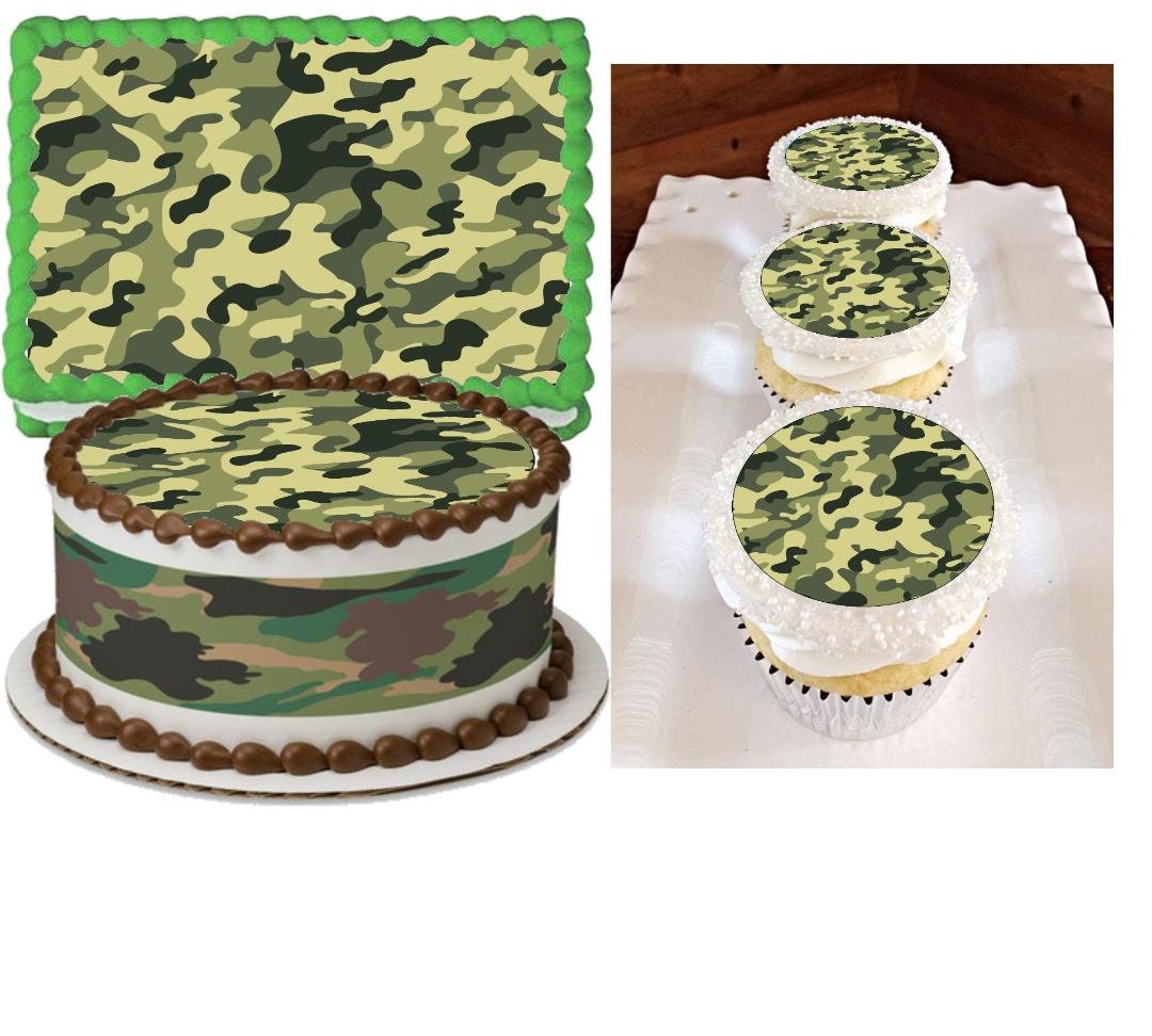 Camouflage Edible Cake Image for Quarter sheet Round Cake Etsy
