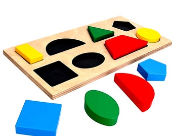 Geometric Shape Puzzles, Wooden puzzle toys, geometric puzzles, Preschool Math, Montessori toys, Wood jigsaw, Educational personalised toys