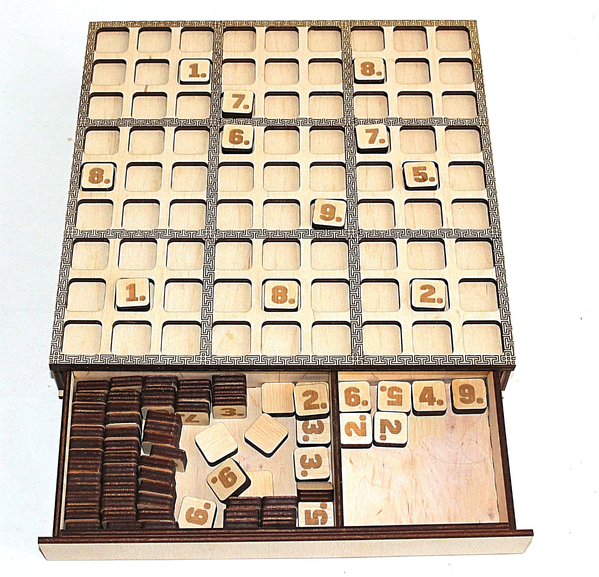  BOHS Wooden Sudoku Board Game with Drawer - with Book