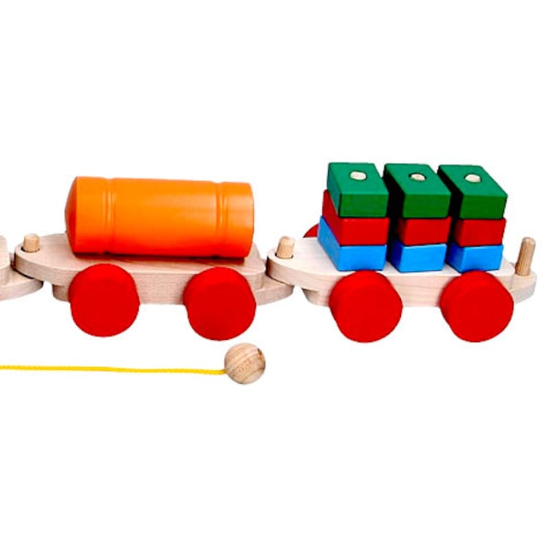 Wooden Train Pull Toy 1 Train 4 Set Steam Toy Etsy