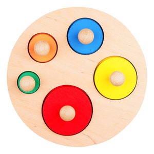 Montessori Circle Puzzle, Geometric Shape Puzzles, Wooden puzzle toys, geometric puzzles, Preschool Math, Montessori toys, Educational toys