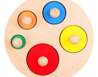 Montessori Circle Puzzle, Rompecabezas de formas geométricas, Juguetes de rompecabezas de madera, rompecabezas geométricos, Matemáticas preescolares, Juguetes Montessori, Juguetes educativos