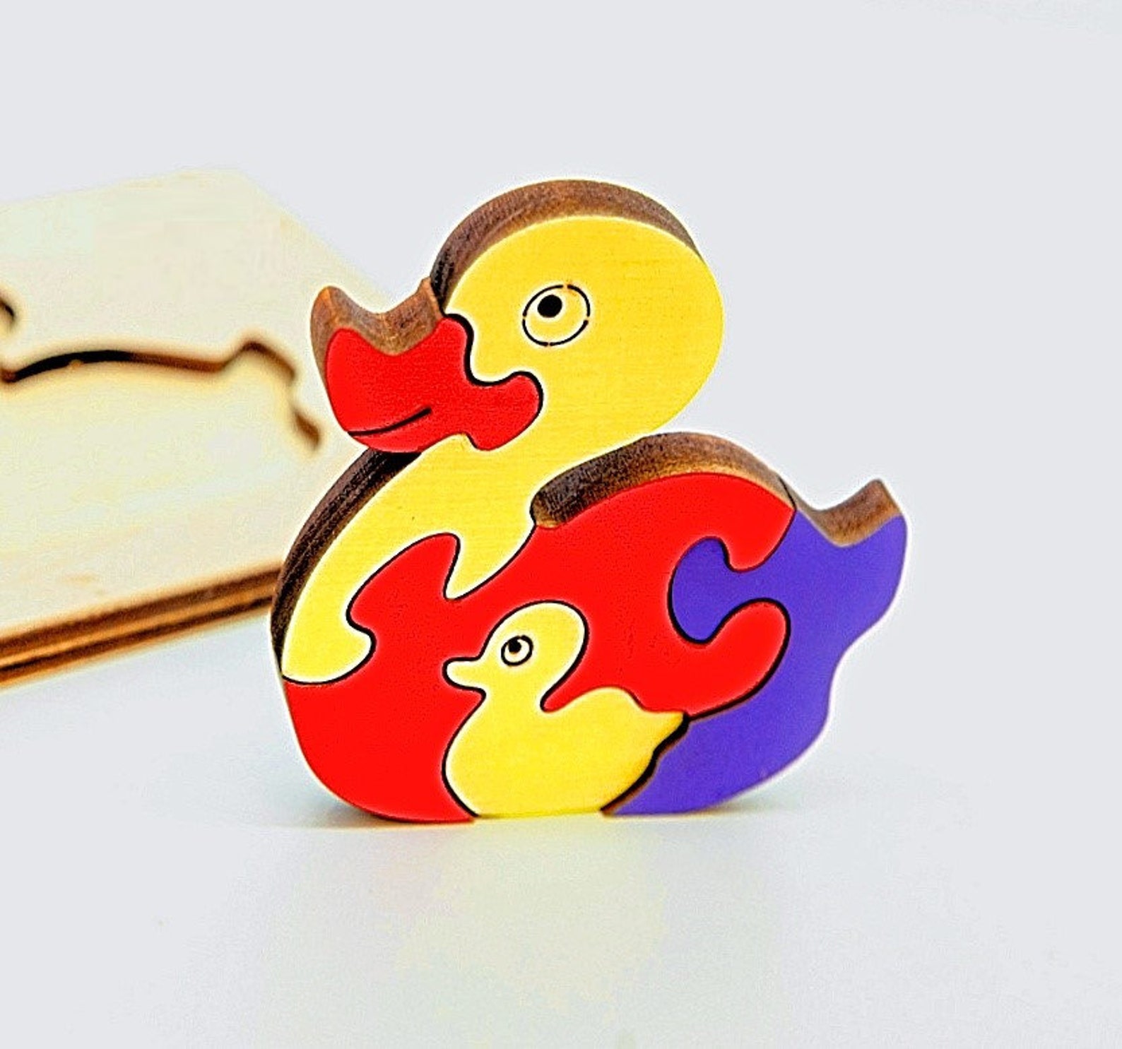 Wooden Duck Puzzle, Duck Decor, Wooden Animal Puzzle, Puzzle Duck Toy