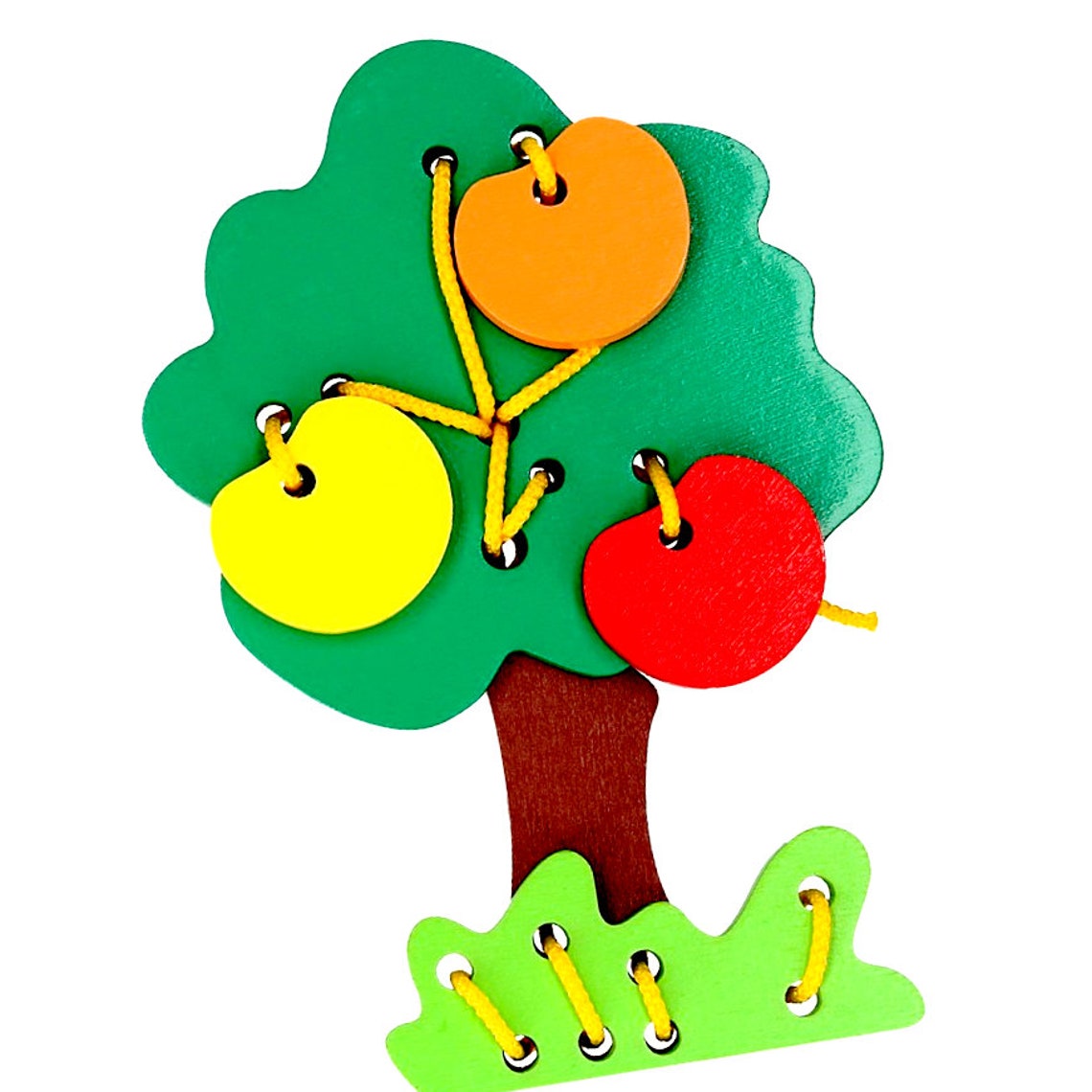 Wooden Lacing Apple Tree Toy, Apple Tree Toy, Fine Motor Skills