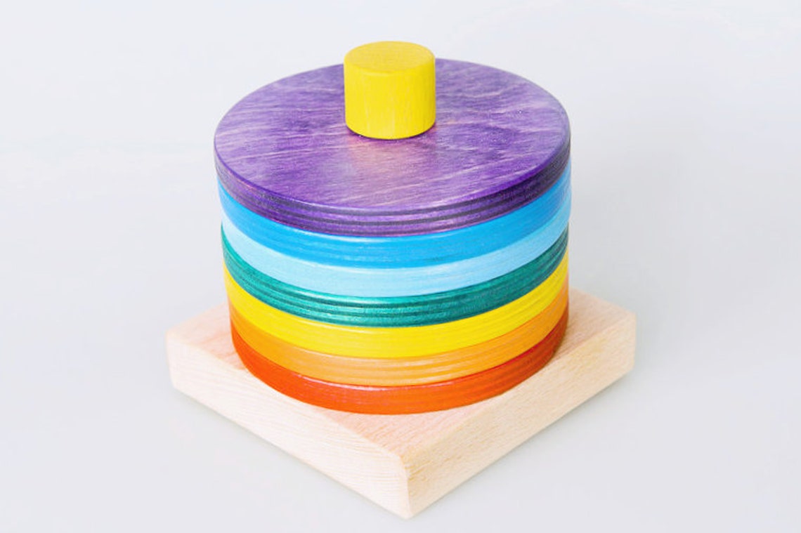 Wooden Stacking Toy Wooden Ring Stacker Montessori Pyramid - Etsy