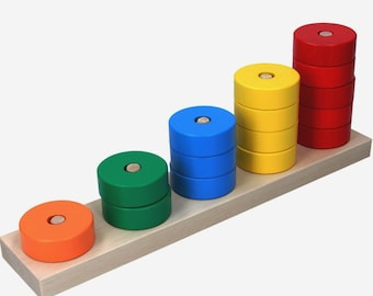 Color sorter, Wooden ring stacker, Montessori Sorter, raindbow stacking sorter, Wooden Montessori Toys, Educational materials, Nursery decor