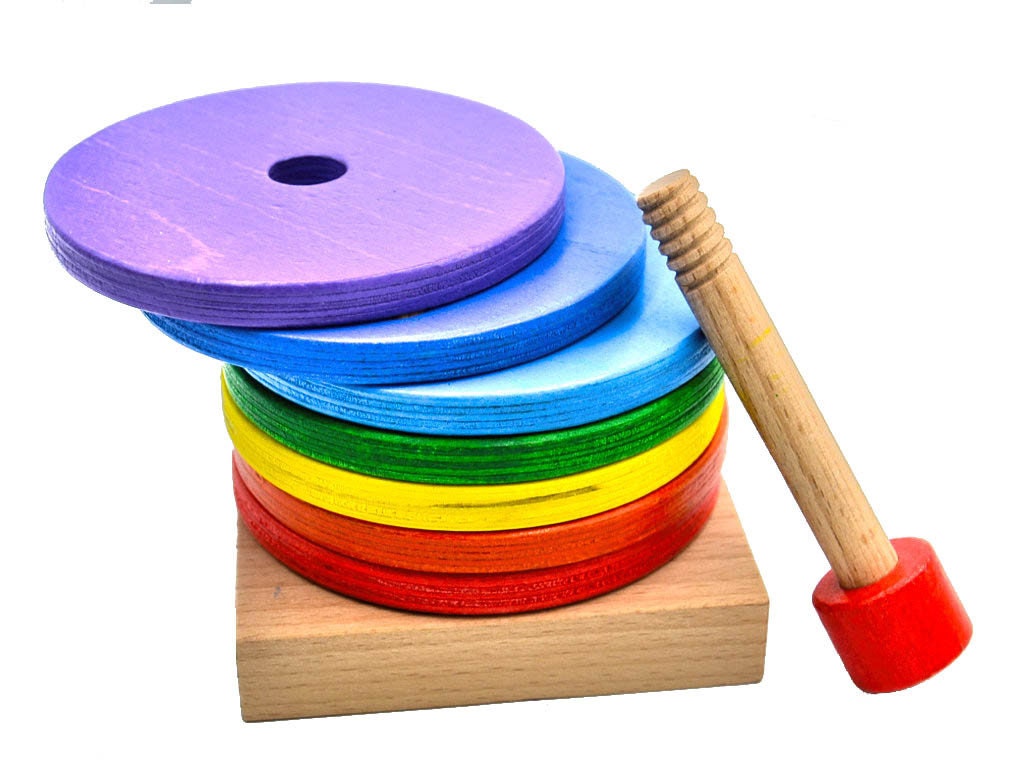 Wooden Stacking Toy Wooden Ring Stacker Montessori Pyramid - Etsy