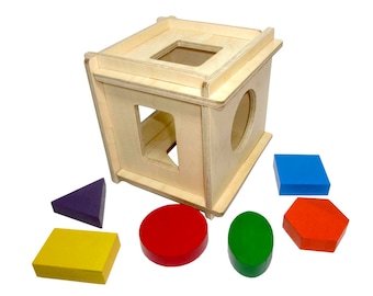 Wooden shape sorter toy, Activity cube, Montessori toy, Montessori sorting, Sorting Motor skills Activity, Geometric Puzzle, Educational toy