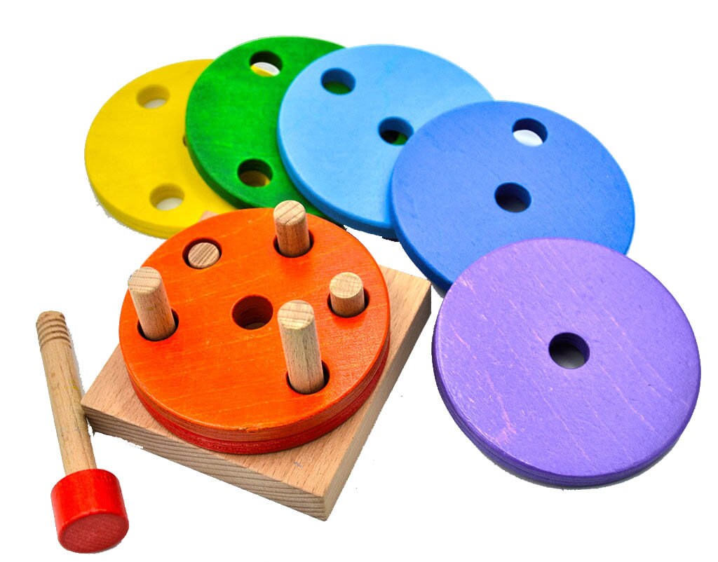 Wooden Stacking Toy Wooden Ring Stacker Montessori Pyramid - Etsy