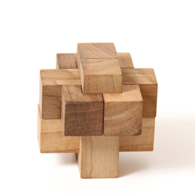 Chinese Cross, Six-piece Burr- 3D Wooden Brain Teaser Puzzle
