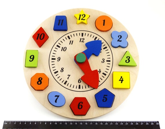 Holz Form Sortierung Schnürung Uhr Lehre Uhren für Kinder Kleinkinder 