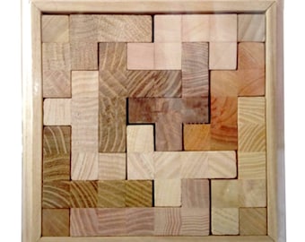 Tetris -3D wooden puzzle, Square Puzzle, brain teaser puzzle, Burr Puzzle, Montessori toy, wooden brain teaser, 3D puzzle, Educational  game