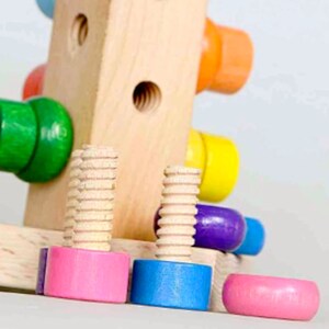 Wooden Screws and washers stacker, Stacking rainbow, motor skills, rainbow, Montessori baby toy, Waldorf toy, Educational toy, Nursery decor image 3