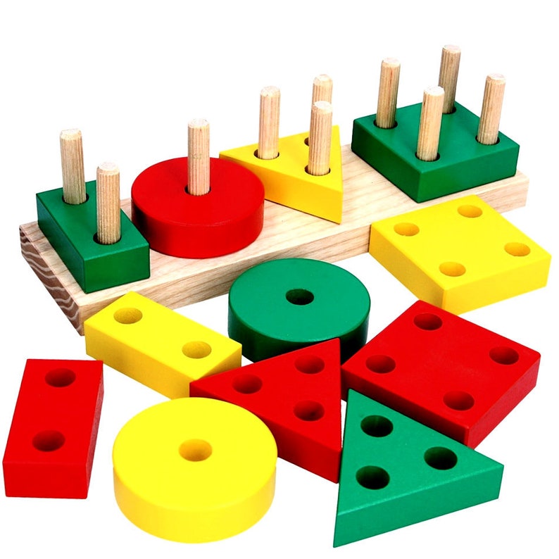 Classical Shape Sorter Personalized Stacking Pegs and Shapes Etsy UK