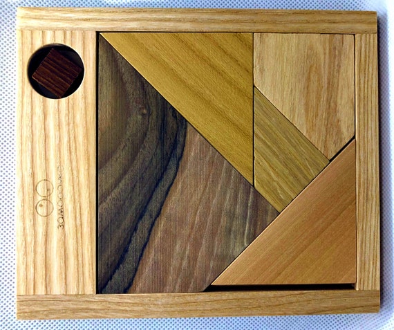 Black Square Puzzle Wooden Square Puzzle Tangram Puzzle Etsy
