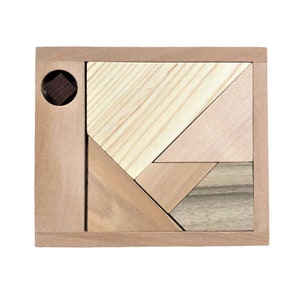 Black Square Puzzle, Wooden Square  Puzzle, Tangram Puzzle, Wood Toy, Wooden Puzzle for kids, Montessori toys, Educational Toy, Woodland toy