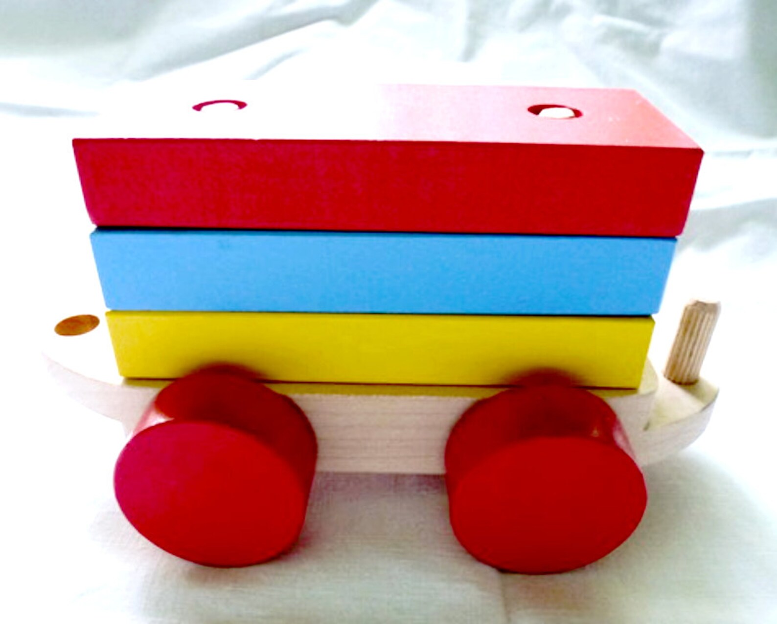 Wooden Train Pull Toy 2 Train 4 Set Steam Toy Etsy