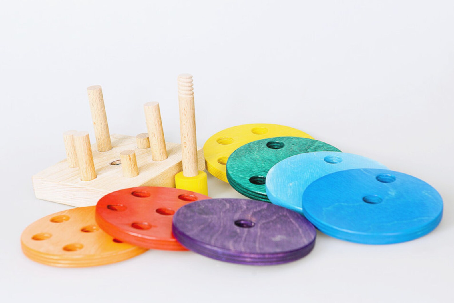 Wooden Stacking Toy Wooden Ring Stacker Montessori Pyramid - Etsy