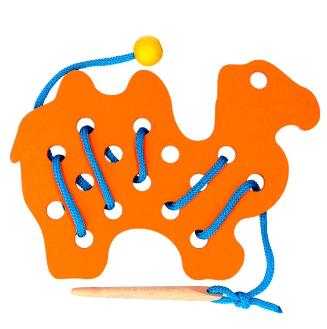 Wooden Сamel Lacing Toy, Lacing Camel Toy, Wood Camel, Wood Animal