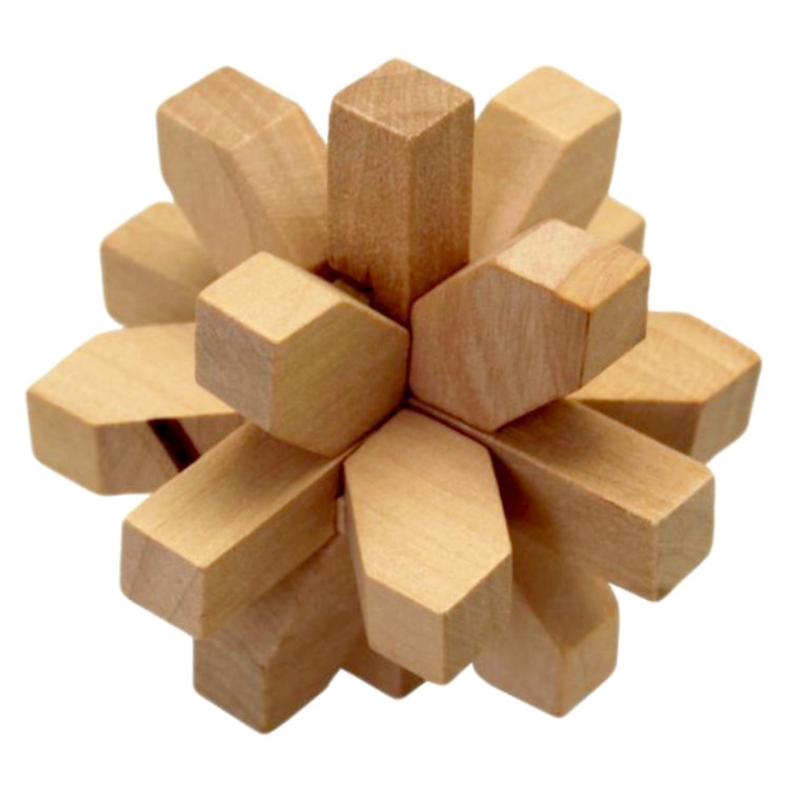 Snowflake 3D Wooden Puzzle, Brain Teaser Puzzle, Burr Puzzle, Wooden