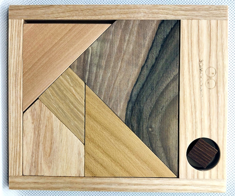 Black Square Puzzle, Wooden Square Puzzle, Tangram Puzzle, Wood Toy