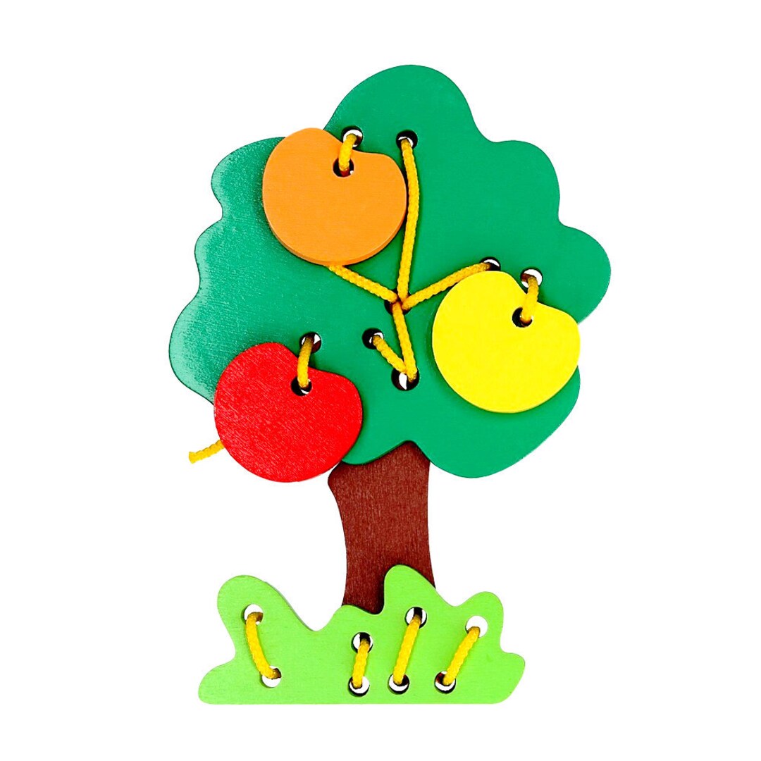 Wooden Lacing Apple Tree Toy, Apple Tree Toy, Fine Motor Skills