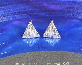 Sterling Triangle Stud Earring, Rapids Pattern, Hand Hammered Triangle, Small Stud, Geometric Stud, Minimalist Jewelry