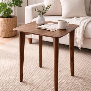 Solid Walnut End Table | Modern Minimalist Flat-Pack Nightstand (Easy Assembly)