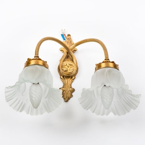 Vintage 2-arm brass wall sconce Restored working lighting from Spain
