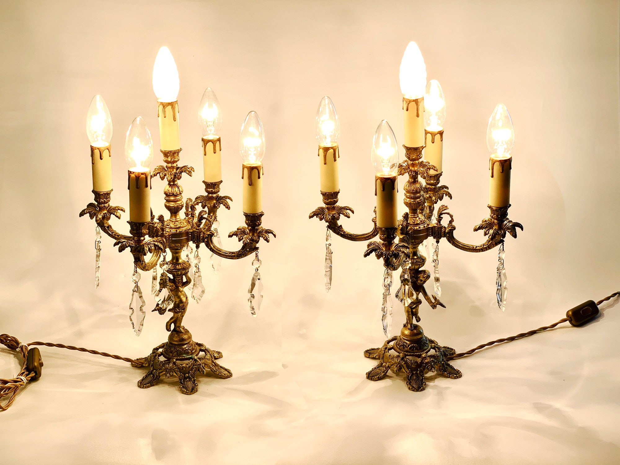 Vintage candelabra table lamp deals