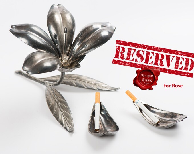 Vintage Flower Ashtray With Removable Petals S. Agudo Style Brass