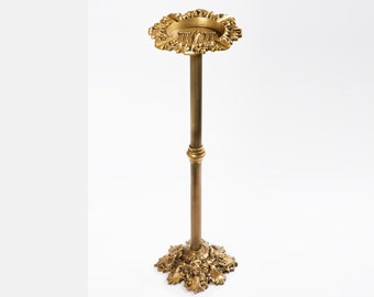 Cendrier En Laiton Brossé Doré - Design Vintage Pour Bureau, Jardin, Terrasse - 8.5x8.5x2.3 Cm