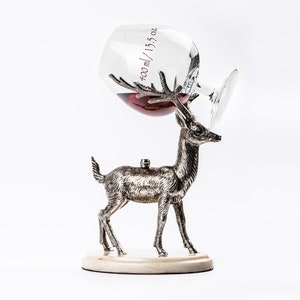 Deer brandy glass warmer Marble Base Gift for a liqueur lover Spanish vintage